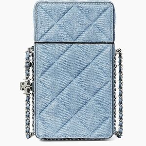 Tory Burch Light Blue Quilted Denim Mini Crossbody